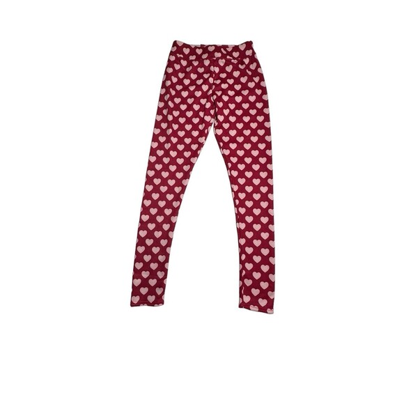 NEW Serra Fleece Lined Leggings Red With Pink Hearts Women’s Size Small (4-6) - Picture 2 of 9